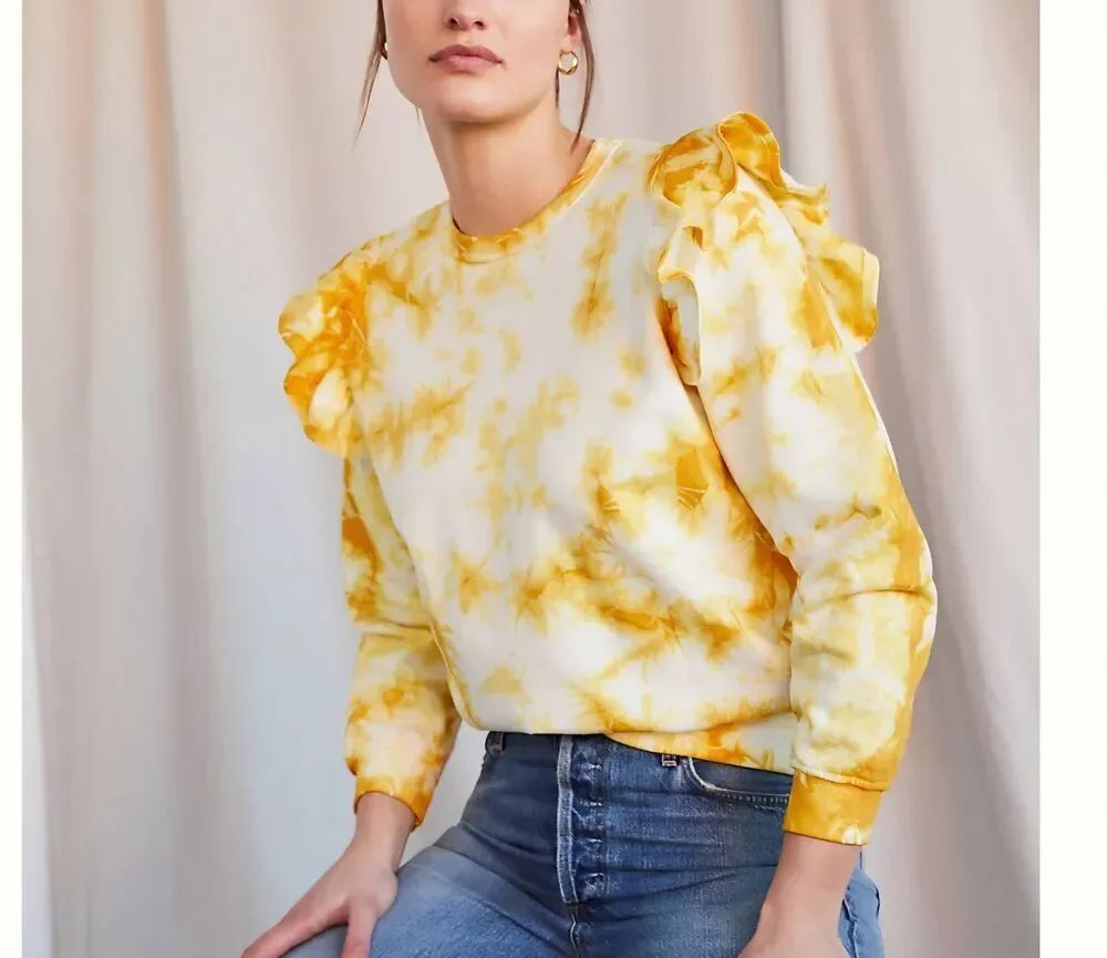 Clare V. Marigold Ruffled Tie-Dye Sweatshirt sz XS